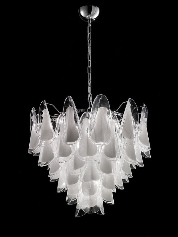 75 cm white and clear Murano glass custom chandelier
