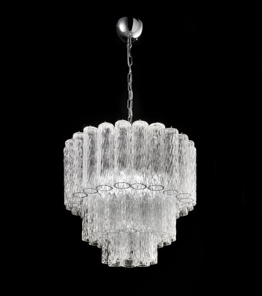 Mid-century style Murano corteccia glass cylinder chandelier