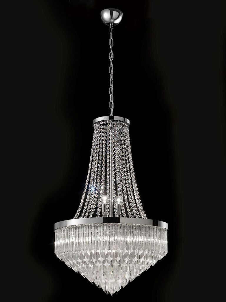 Modern Empire-style chandelier with  Murano glass quadriedri prisms