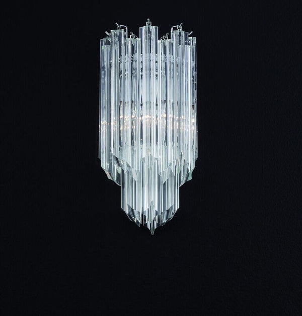 Elegant quadriedri prism wall  light with gold or chrome frame and custom size option