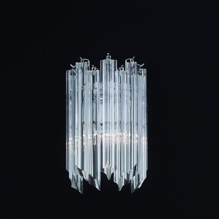 Mid-century  Murano glass wall light with 3-sided prisms & custom sizes