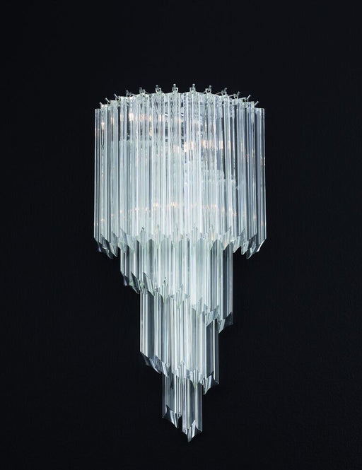 Elegant cascading Murano glass  prism wall chandelier