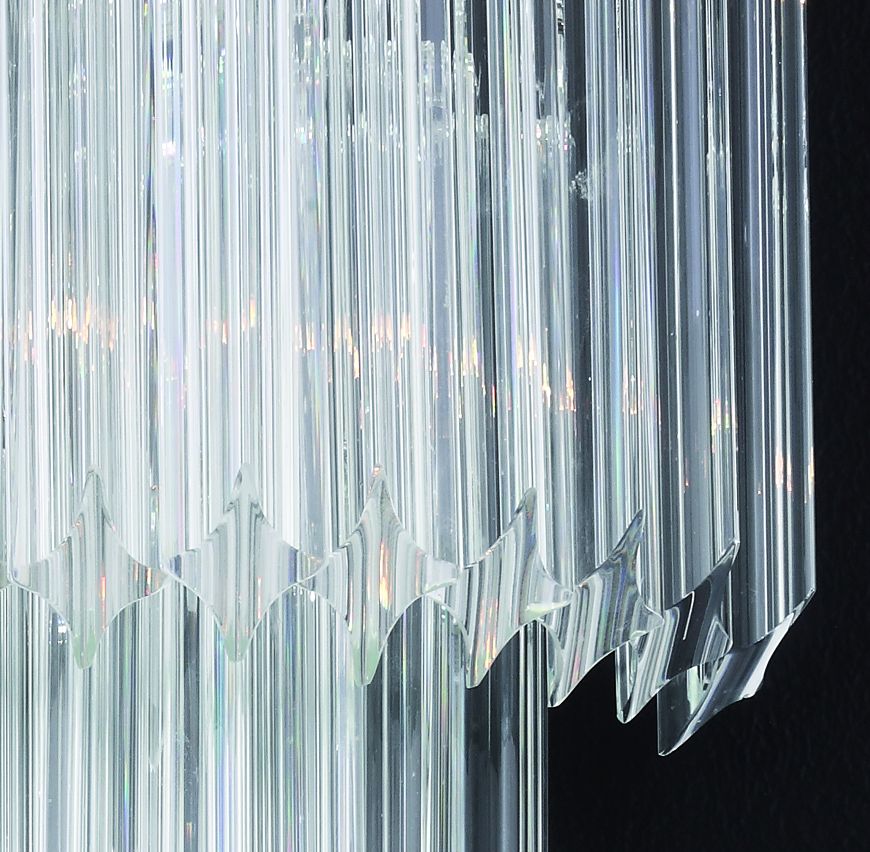 Elegant cascading Murano glass  prism wall chandelier