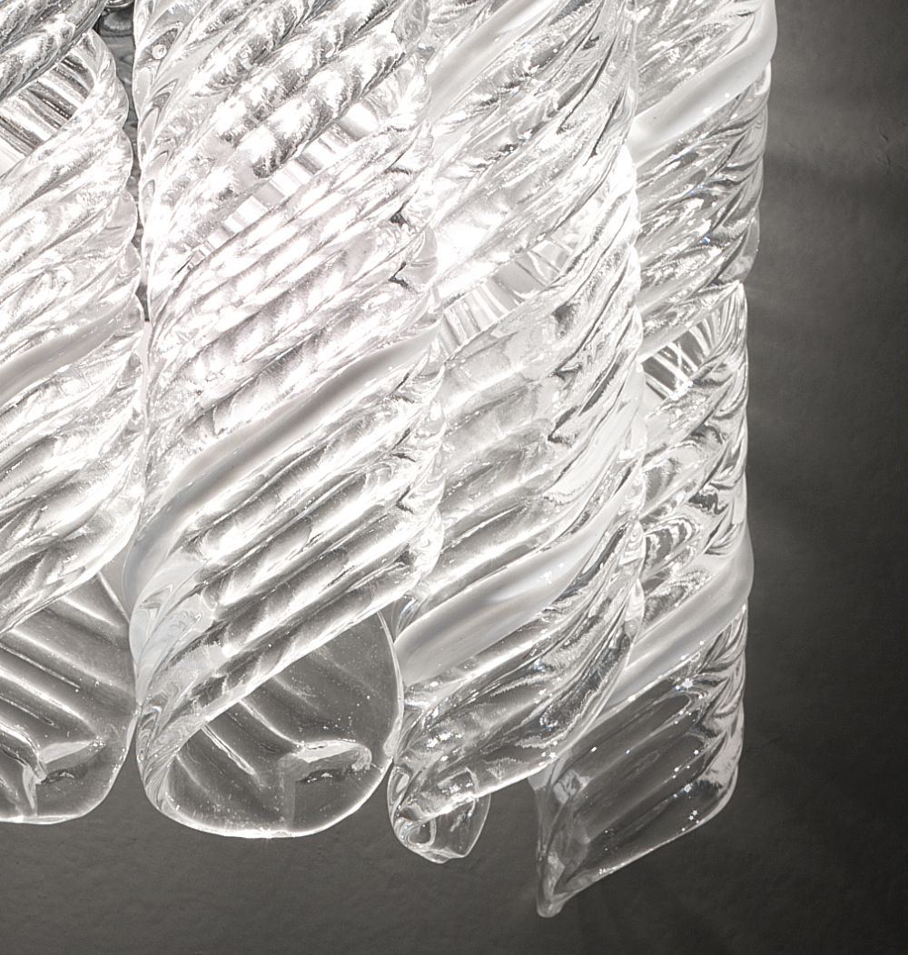 Bespoke 70s style white and clear Murano wall light