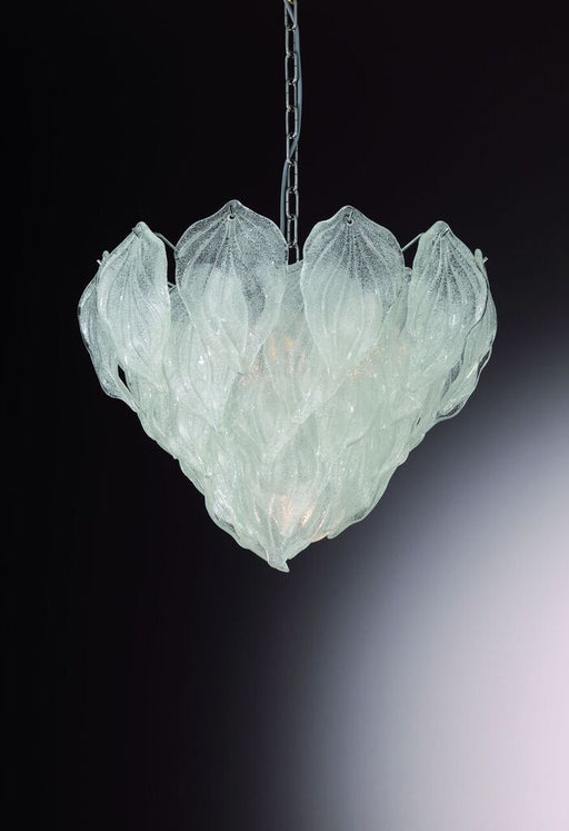 Mid century style leaf chandelier in clear or amber Murano glass