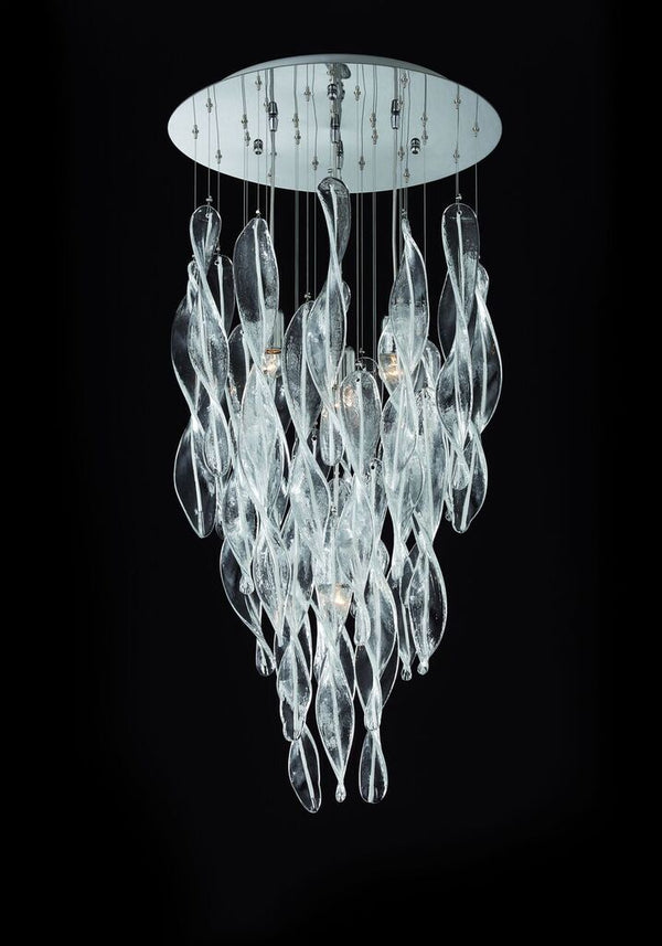 Mid-century style ceiling light with clear & white piastra glass