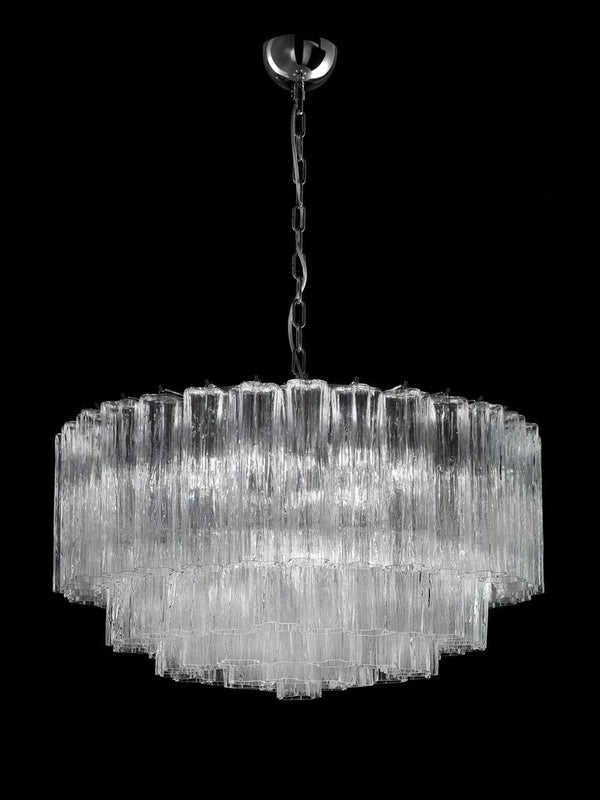 Mid-century 75 cm Tronchi-style drum chandelier in Murano glass with custom sizes