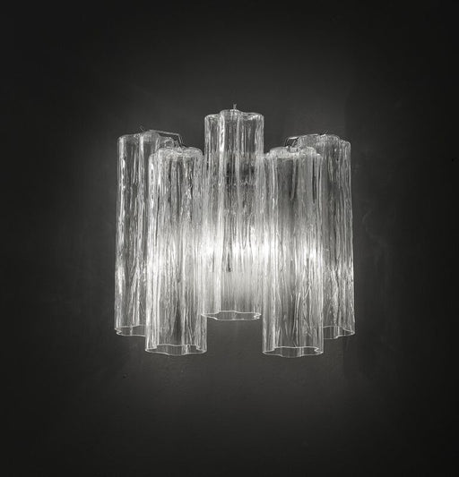 Mid-century clear Tronchi style wall light in Murano glass with custom options