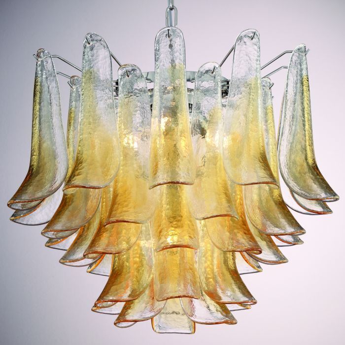 60 cm mid-century amber Murano glass petali chandelier