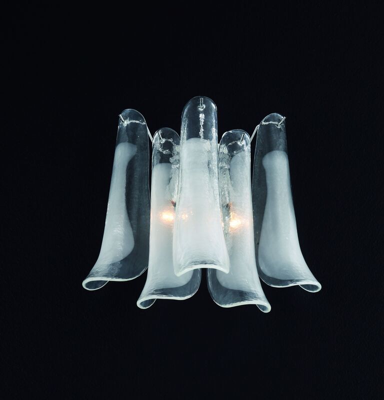 Mid century modernist clear Murano glass petali wall light