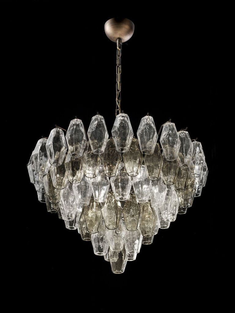65 cm custom smoked glass poliedri chandelier italian lighting center