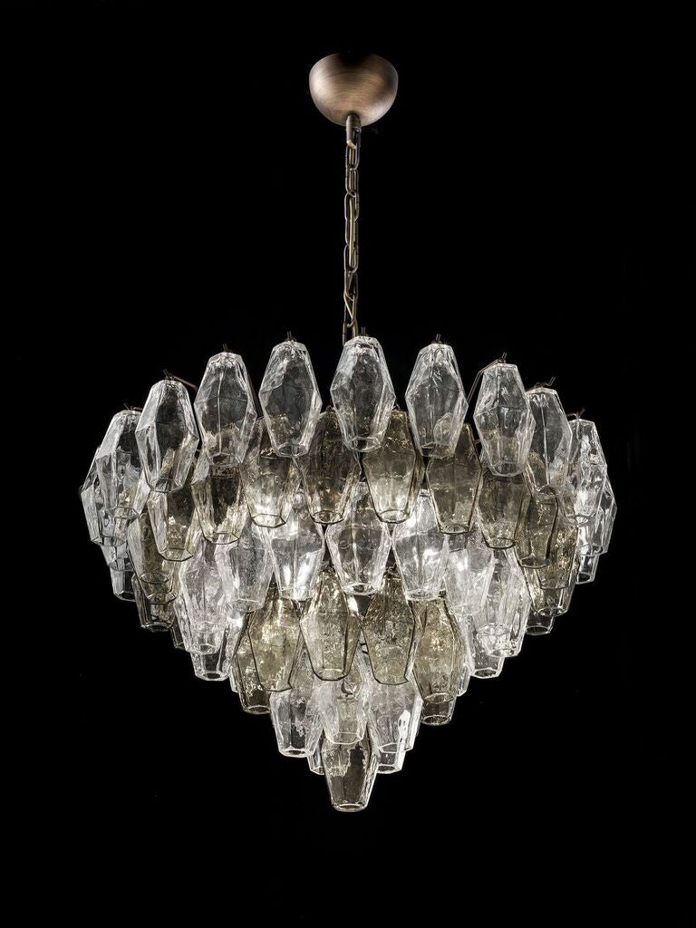 65 cm custom smoked glass poliedri  chandelier