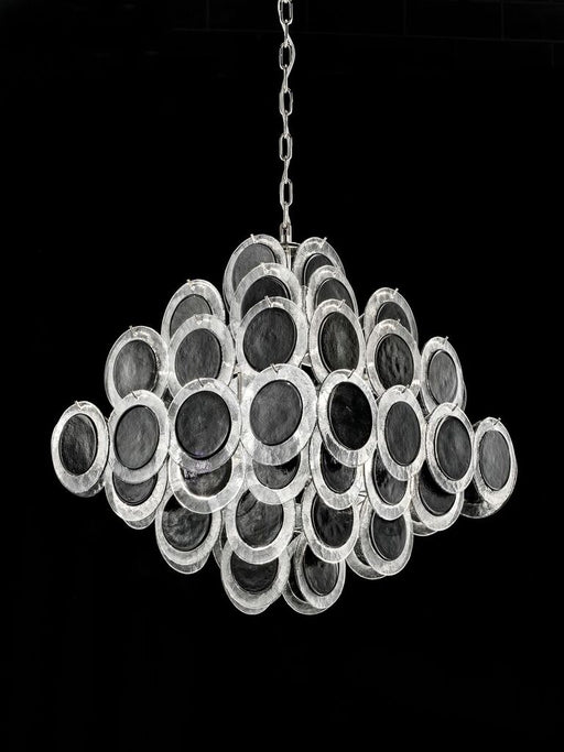 Modernist mid-century disc chandelier in custom colors