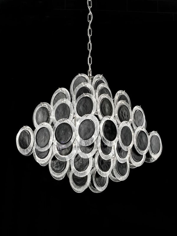 Modernist mid-century disc chandelier in custom colors