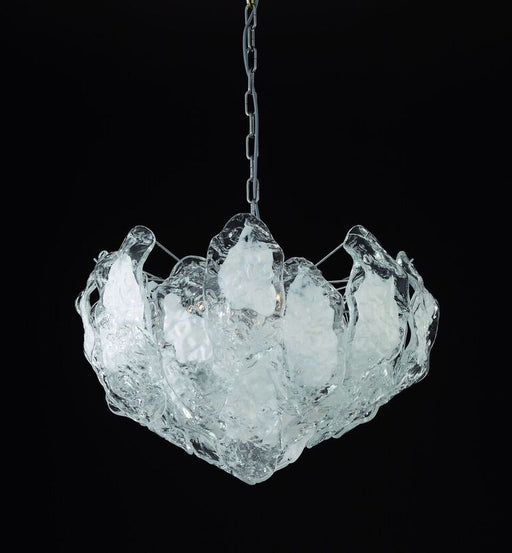 60 cm clear & white Murano glass ice chandelier