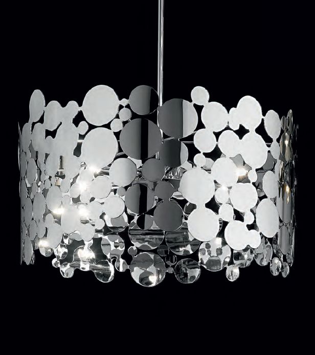 Modern 50 cm bubble-cut ceiling pendant  from Italy in chrome or gold.