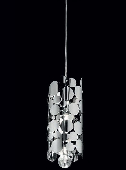 30 cm cylindrical pendant light with bubble design in chrome or gold