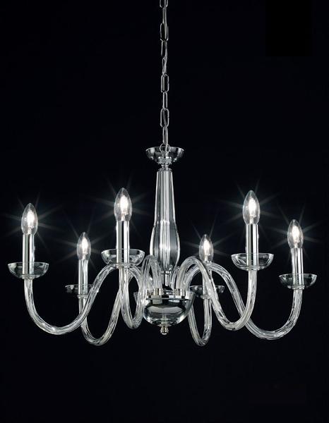 Elegant modern Venetian chandelier with 6 lights and clear Murano glass arms