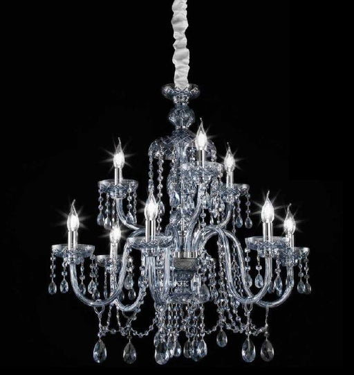 Beautiful two tier Asfour crystal chandelier with nine lights.