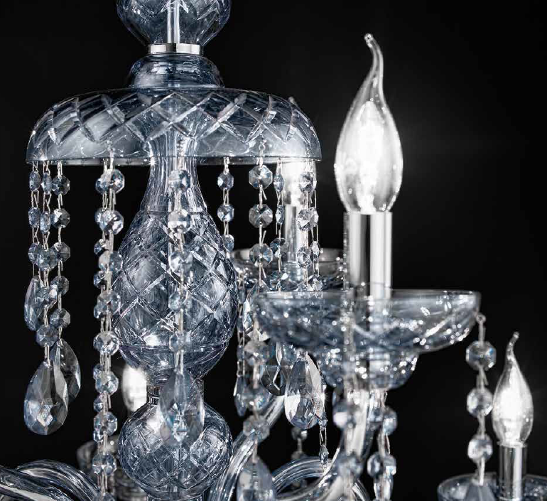 Beautiful two tier Asfour crystal chandelier with nine lights.