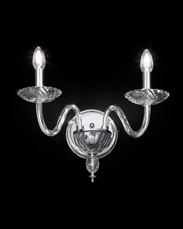 Elegant modern gold or chrome Italian wall sconce with Swarovski crystal detail
