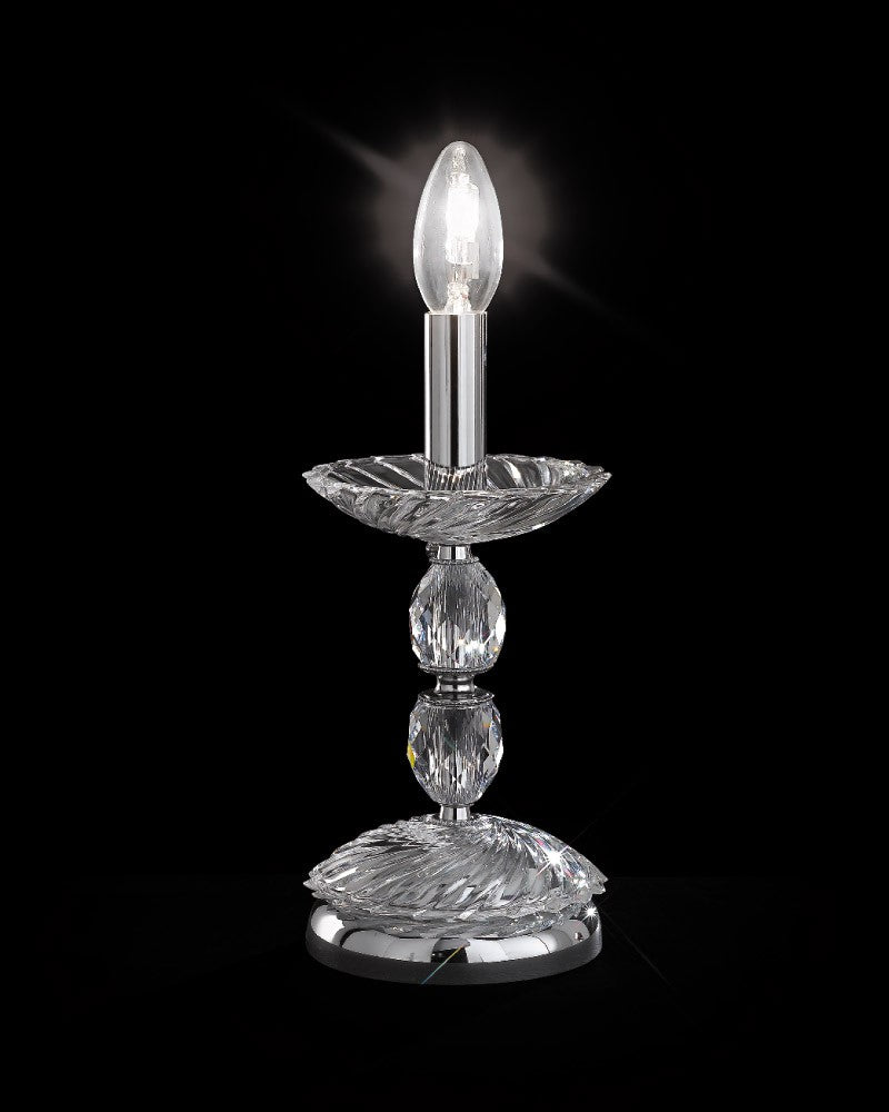 Elegant modern gold or chrome Italian table lamp with Swarovski crystal detail