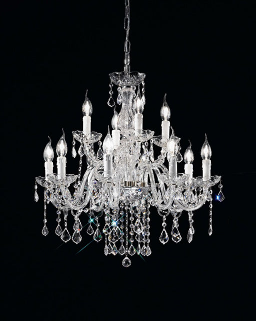 Exquisite Italian made Asfour crystal chandelier with chrome or gold frame