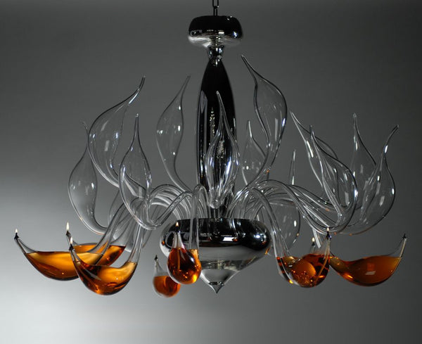 Murano glass art chandelier with 24 lights and oil-filled tips