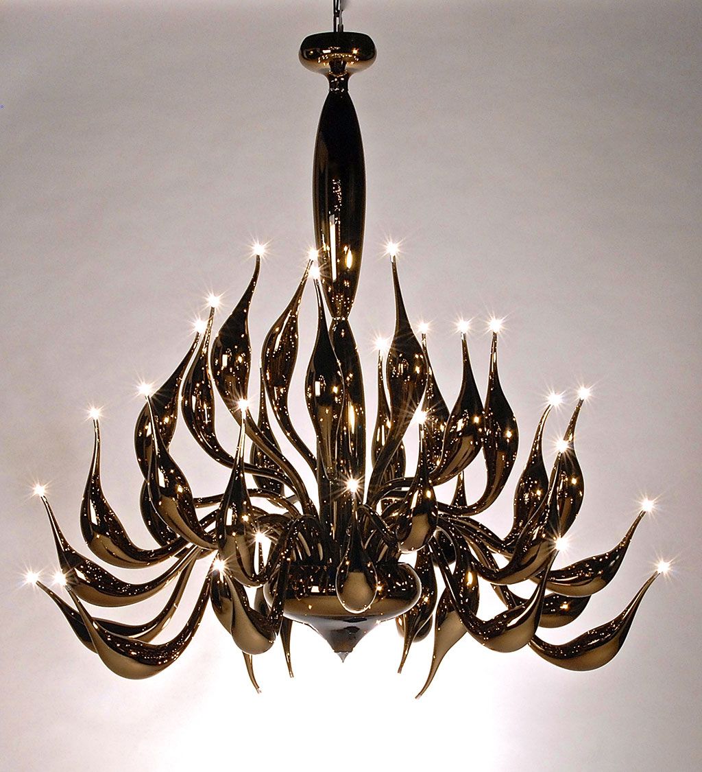 Stylish Murano glass art chandelier with mirrored tobacco finish &24 lights