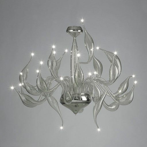 Large modern clear Murano glass art chandelier with 24 lights