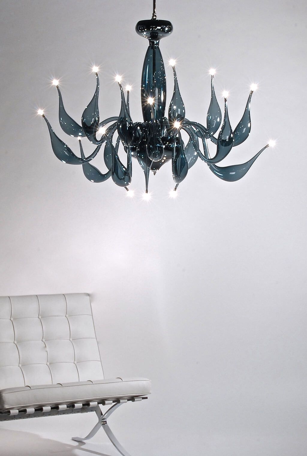 Modern grey Murano glass art chandelier with 24 lights