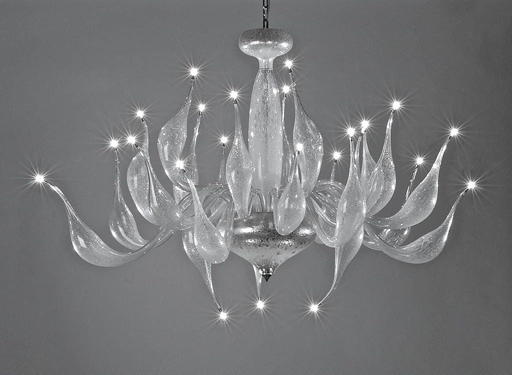 Clear Murano glass art chandelier with lovely bubble design