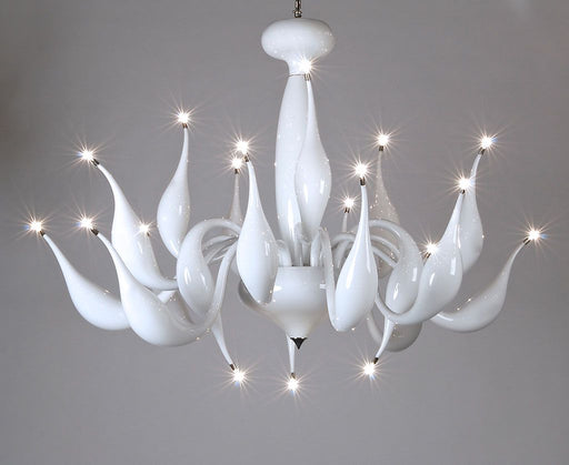Soft white opaque Murano art glass chandelier with 24 lights