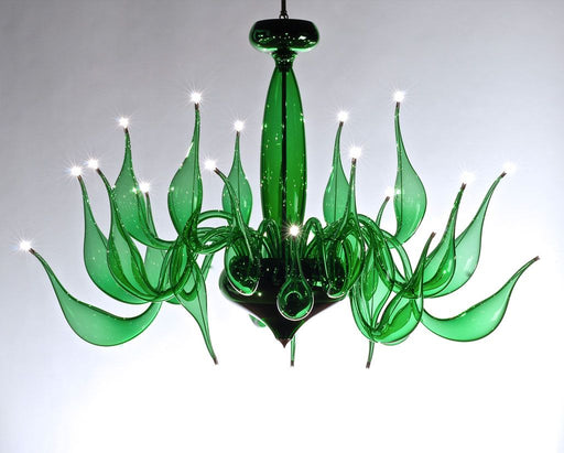 Gorgeous emerald green Murano art glass chandelier with 24 lights