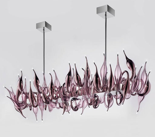 Long customizable modern Venetian art glass chandelier in 20 fabulous colors