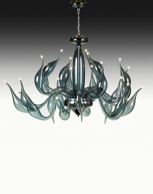 Stylish modern blue-grey Venetian art glass chandelier with 24 lights