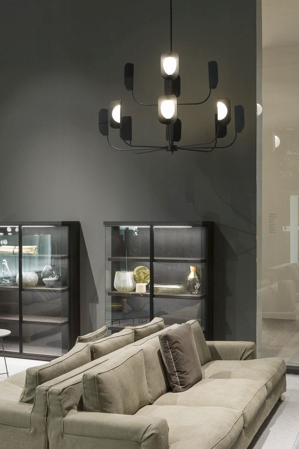 8 light modern black, copper or brass chandelier