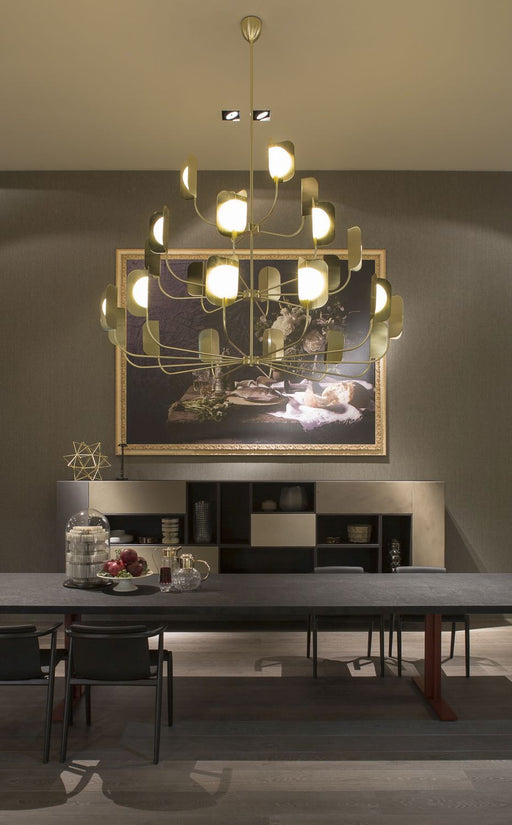 Impressive oversized modern Italian black, brass or copper chandelier
