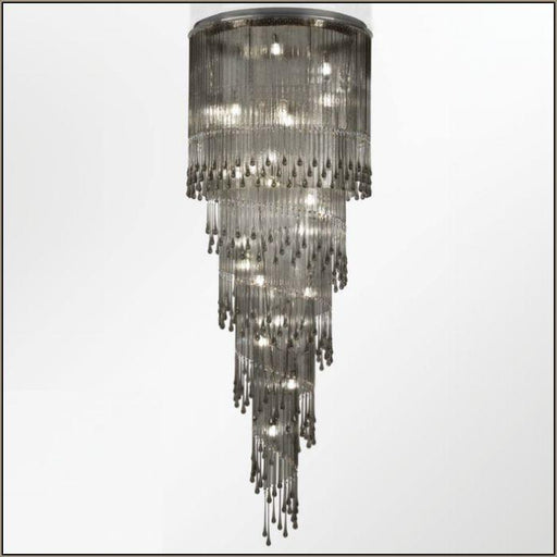 2 metre grey glass & Swarovski crystal stairwell chandelier
