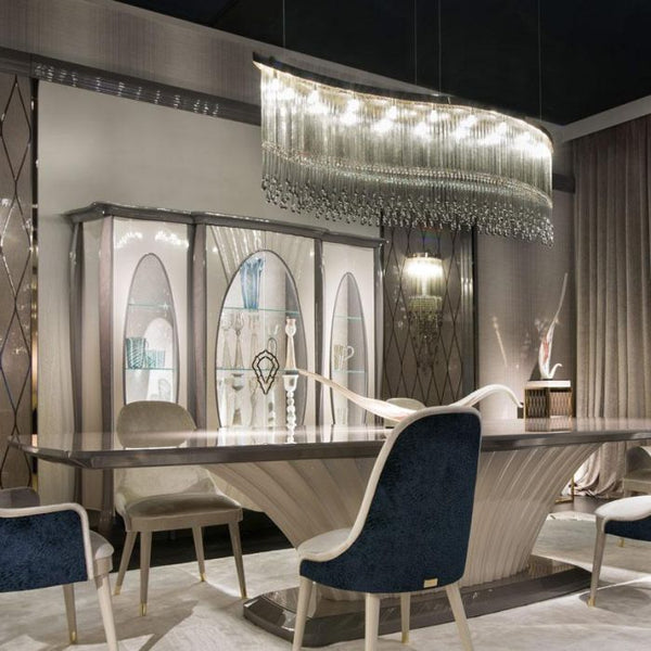 180 cm grey glass & Swarovski crystal ceiling light