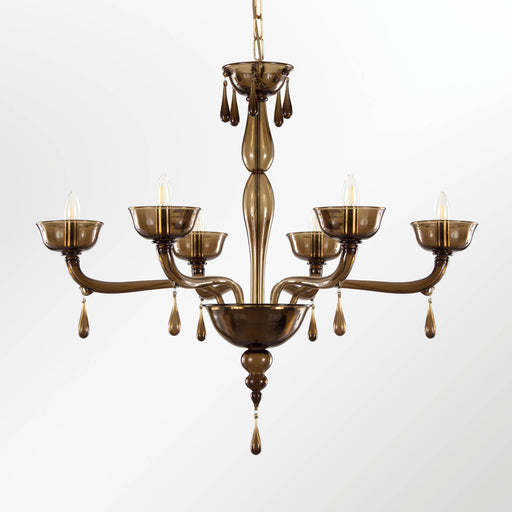 Dark smoky quartz Murano glass chandelier with custom color options