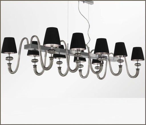 Bespoke grey Murano glass & chrome dining table chandelier