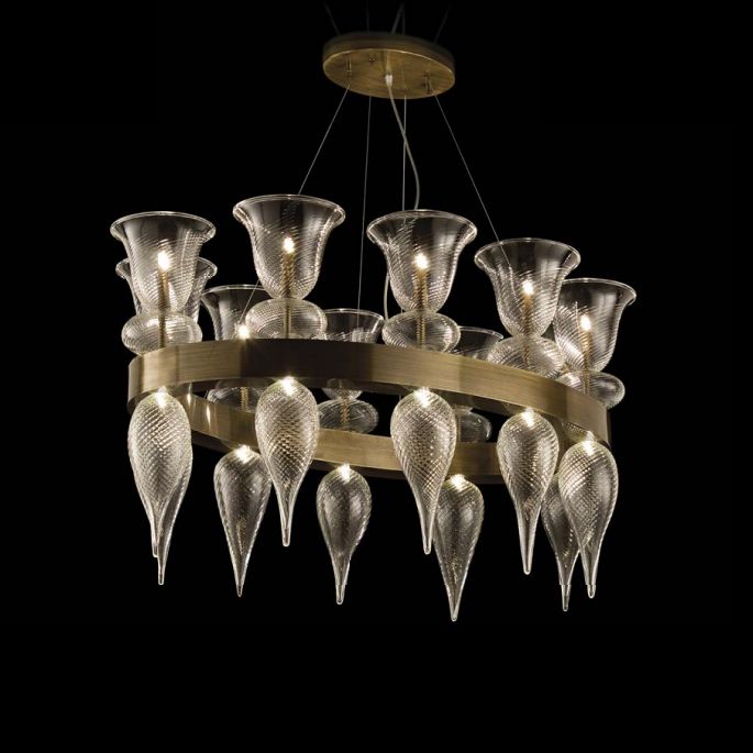 Customizable modern rustic Murano glass chandelier