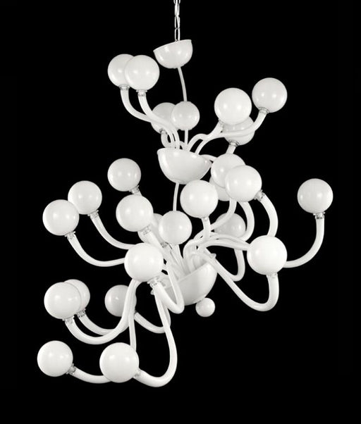 Unusual modern Italian white glass globe chandelier with 24 lights