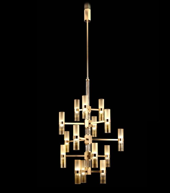 Stylish contemporary gold Italian chandelier with 30 LED lights