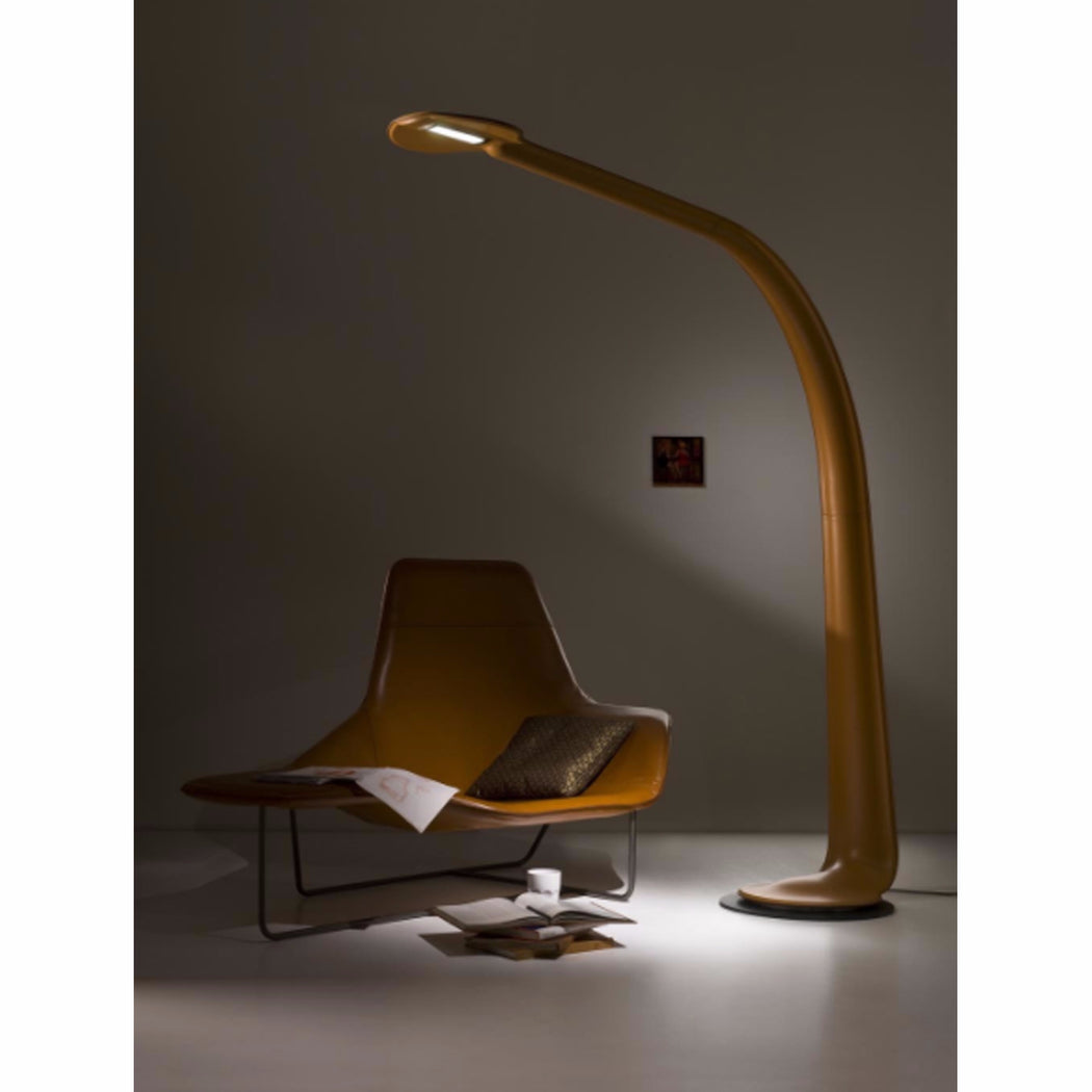 Great Italian leather-covered LED floor lamp in 7 colours