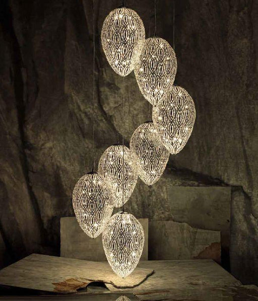 Spectacular large customizable cluster chandelier with Asfour-crystal-encrusted eggs