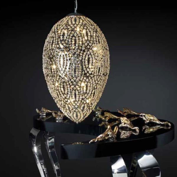 Luxury modern egg-shaped ceiling pendant light with Asfour crystals