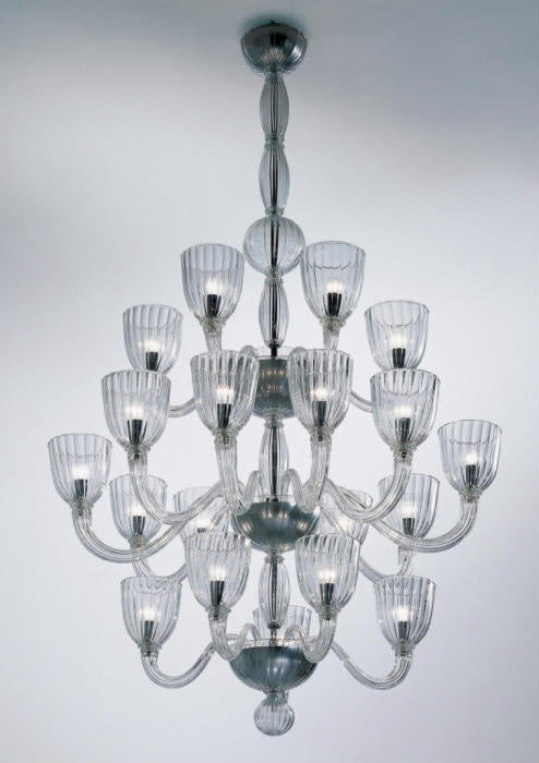 20 light Martinengo Murano glass art deco chandelier from Venini