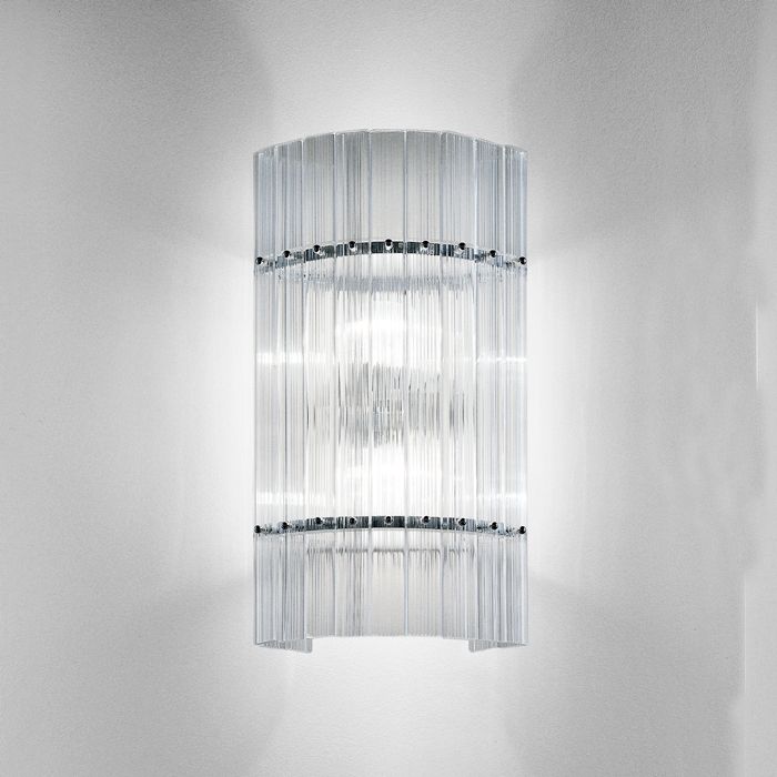Large modern Nastri ribbed glass wall light from Venini